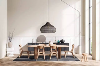 Kloe Black Rattan Pendant Light