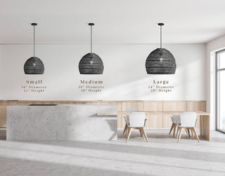 Santana Black Rattan Round Pendant Light
