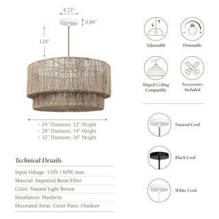 Outdoor Luminous Rattan Pendant Light