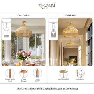 Beatrice Rattan Flush Mount Light