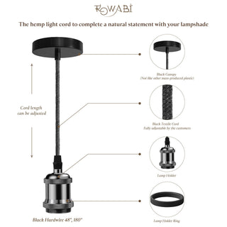 Black Hardwired Hanging Pendant Light Kit