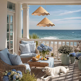 Outdoor Daisy Cone Rattan Pendant Light