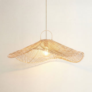 Outdoor Lotus Pad Rattan Pendant Light