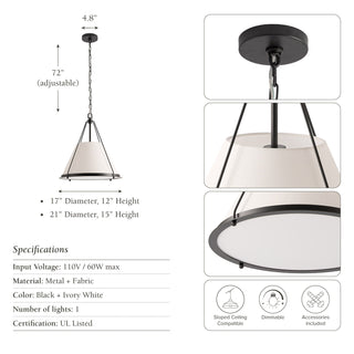 Scintilla Black Fabric Pendant Light