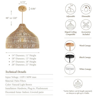 Dreamy Palm Fibers Pendant Light
