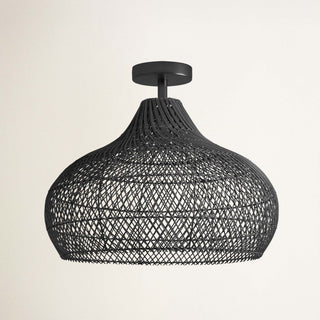 Kloe Black Rattan Flush Mount Light