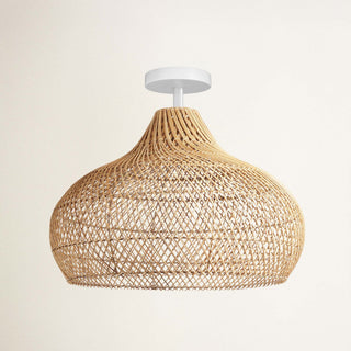 Kloe Black Rattan Flush Mount Light