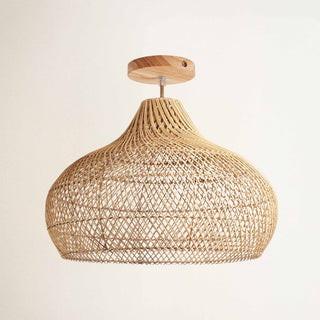 Kloe Black Rattan Flush Mount Light