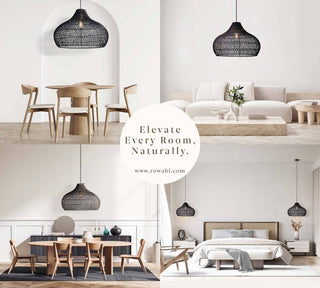 Kloe Black Rattan Pendant Light