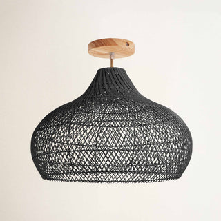 Kloe Black Rattan Flush Mount Light