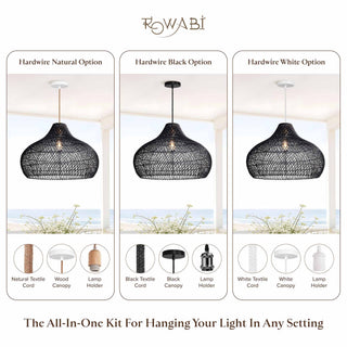 Outdoor Kloe Black Rattan Pendant Light