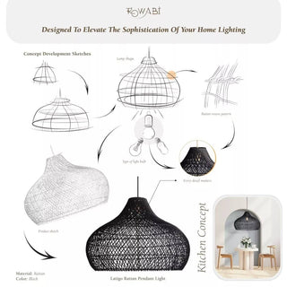 Kloe Black Rattan Pendant Light