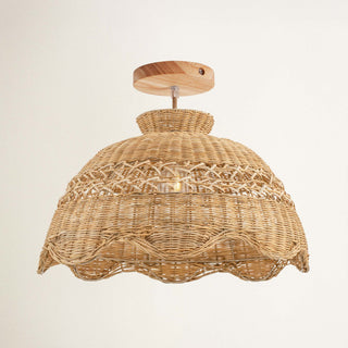Le Perle Rattan Flush Mount Light