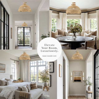 Le Perle Rattan Flush Mount Light