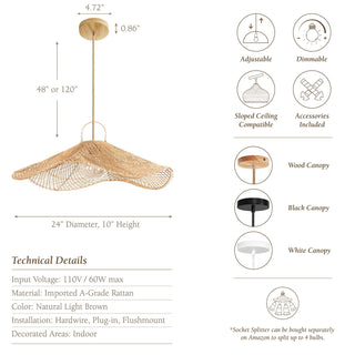 Lotus Rattan Pendant Light