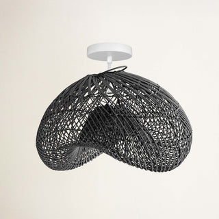 Sepherina Black Rattan Flush Mount Light