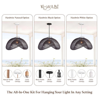 Outdoor Sepherina Black Rattan Pendant Light