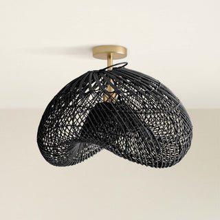 Sepherina Black Rattan Flush Mount Light