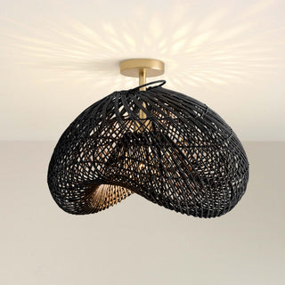 Sepherina Black Rattan Flush Mount Light