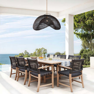 Outdoor Sepherina Black Rattan Pendant Light