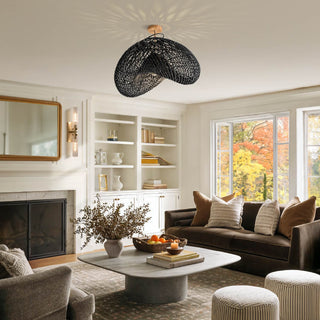 Sepherina Black Rattan Flush Mount Light