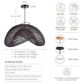 Sepherina Black Rattan Pendant Light