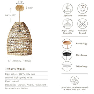Mazed Lace Rattan Pendant Light
