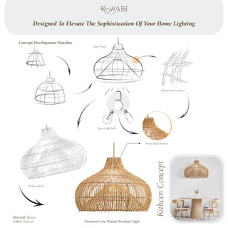 Oceania Cone Rattan Pendant Light