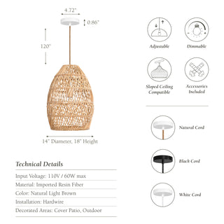 Outdoor Callie Rattan Pendant Light