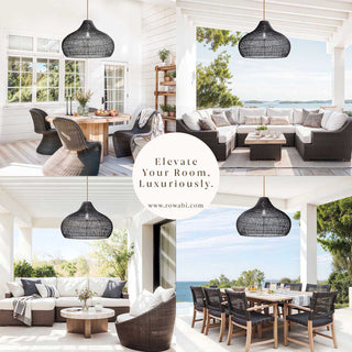 Outdoor Kloe Black Rattan Pendant Light