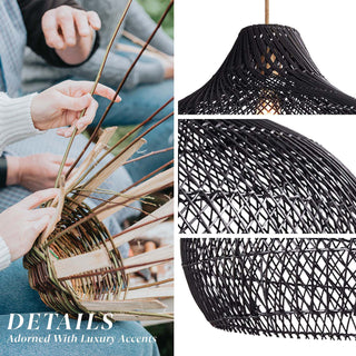 Outdoor Kloe Black Rattan Pendant Light