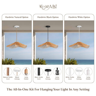 Outdoor Lotus Pad Rattan Pendant Light
