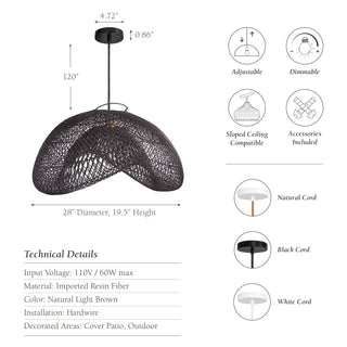 Outdoor Sepherina Black Rattan Pendant Light