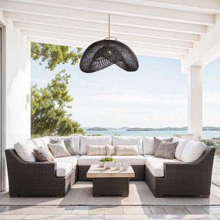 Outdoor Sepherina Black Rattan Pendant Light