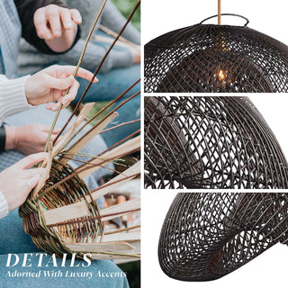 Outdoor Sepherina Black Rattan Pendant Light