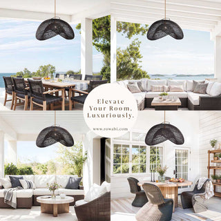 Outdoor Sepherina Black Rattan Pendant Light