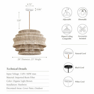 Outdoor Veronica Rattan Pendant Light