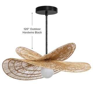 Outdoor Whisper Leaf Rattan Pendant Light
