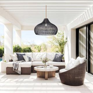 Outdoor Kloe Black Rattan Pendant Light