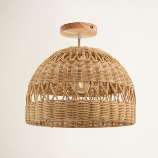 Radiant Rattan Flush Mount Light