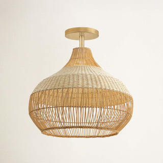 Beatrice Rattan Flush Mount Light