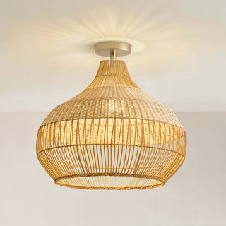 Beatrice Rattan Flush Mount Light