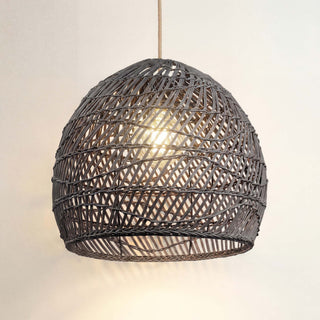 Santana Black Rattan Round Pendant Light