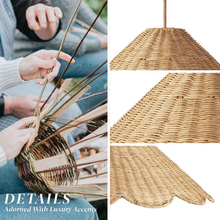 Outdoor Daisy Cone Rattan Pendant Light