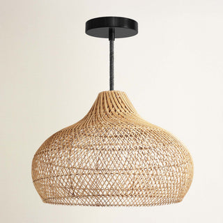 Outdoor Kloe Black Rattan Pendant Light