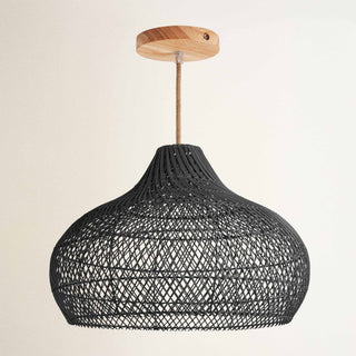 Kloe Black Rattan Pendant Light