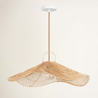 Outdoor Lotus Pad Rattan Pendant Light