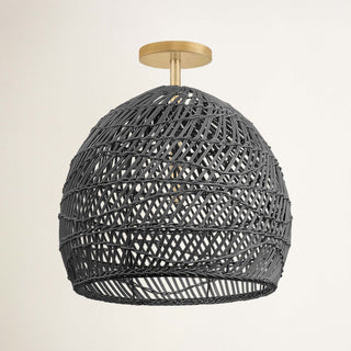 Santana Black Rattan Round Pendant Light