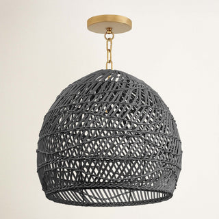 Santana Black Rattan Round Pendant Light