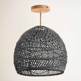 Santana Black Rattan Round Pendant Light
